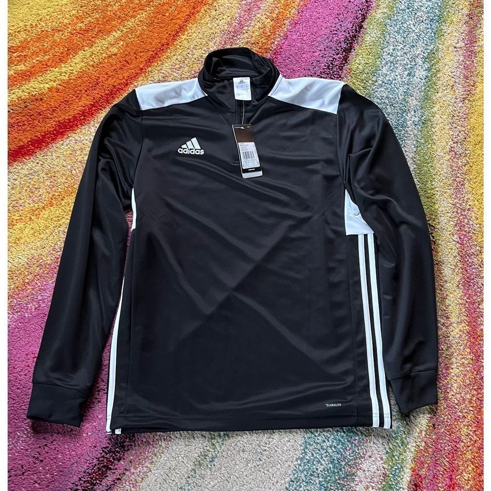 adidas training top mens M black white 1/4 zip pullover new with tags